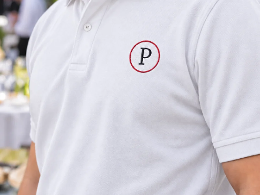 Coordinador de Grupo Picolín con el polo blanco y el logo de la P bordado